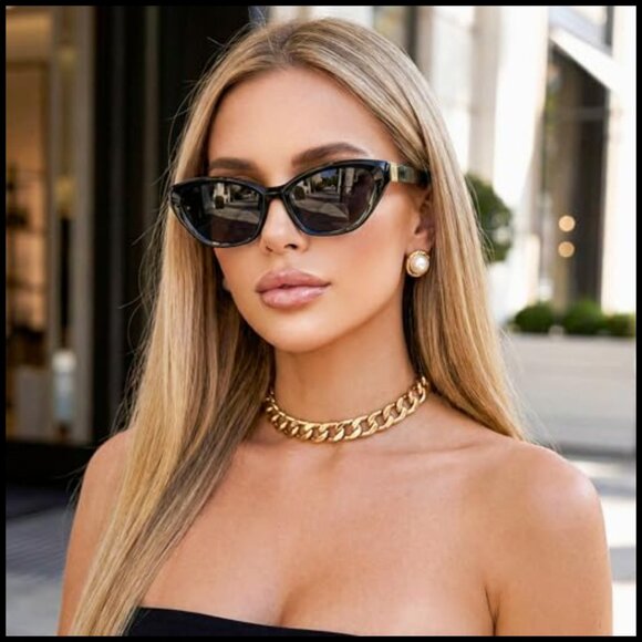 Retro Cat Eye Sunglasses UV400 Protection Plastic Frame main image 6
